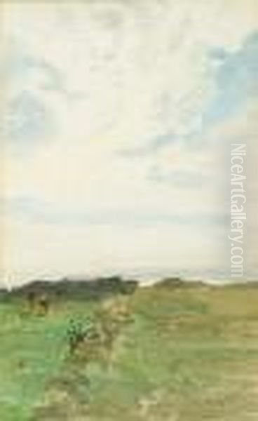 Cattle Grazing In A Coastal Field Oil Painting by William Lionel Wyllie