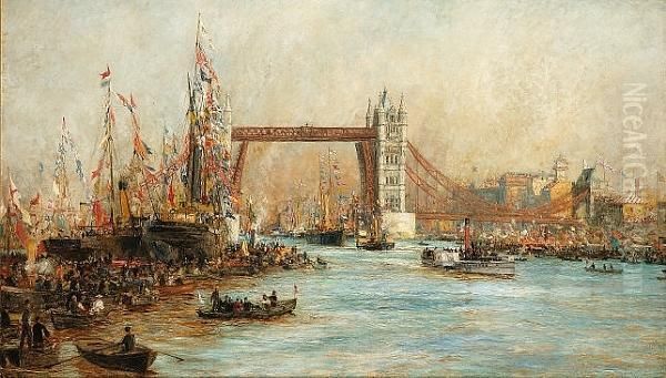 The Opening Of Tower Bridge, 30th June 1894 Oil Painting by William Lionel Wyllie