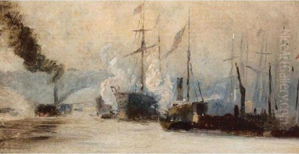 Shipping On The Thames Oil Painting by William Lionel Wyllie