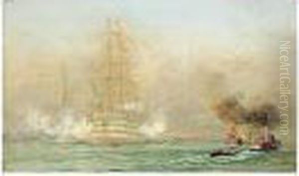 'victory' Firing A Salute Oil Painting by William Lionel Wyllie