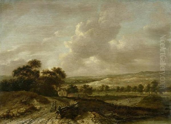 Landscape With Figures Oil Painting by Jan Wijnants