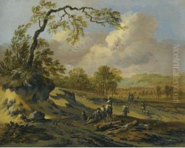 A Dune Landscape With Travellers Oil Painting by Jan Wijnants