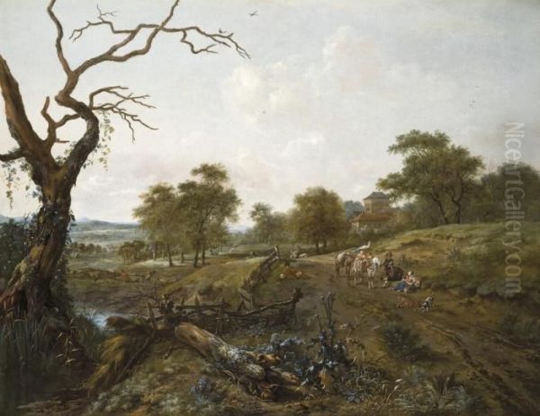 An Extensive Pastoral Landscape Oil Painting by Jan Wijnants