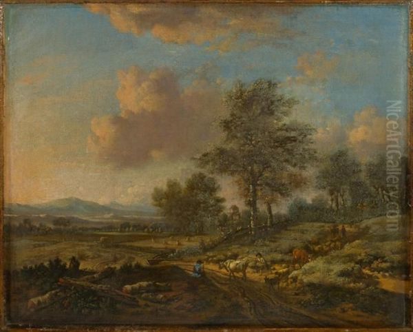 Broad Landscape With Cattle Oil Painting by Jan Wijnants