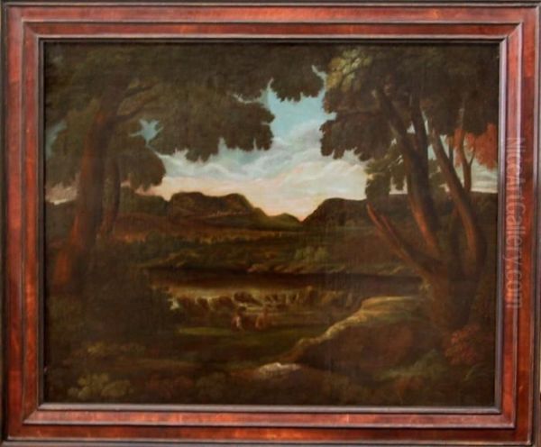 Description:landschap Met Vissers,
 Olieverf Op Doek Oil Painting by Jan Wijnants