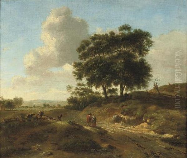 A Dune Landscape With Travellers On A Track Oil Painting by Jan Wijnants