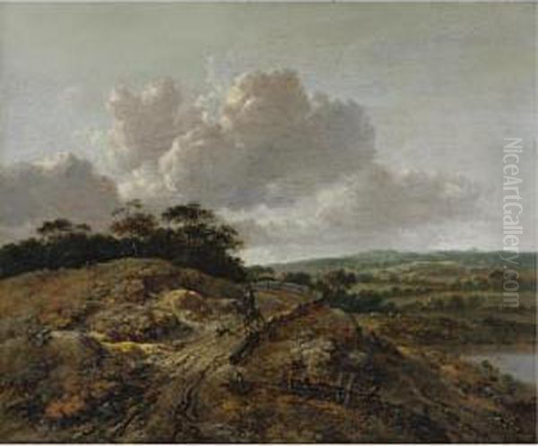 Horseman With A Dog In A Landscape Oil Painting by Jan Wijnants