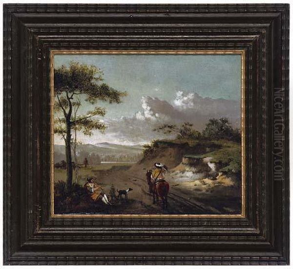 A Horseman Passing A Piper On A Track Oil Painting by Jan Wijnants