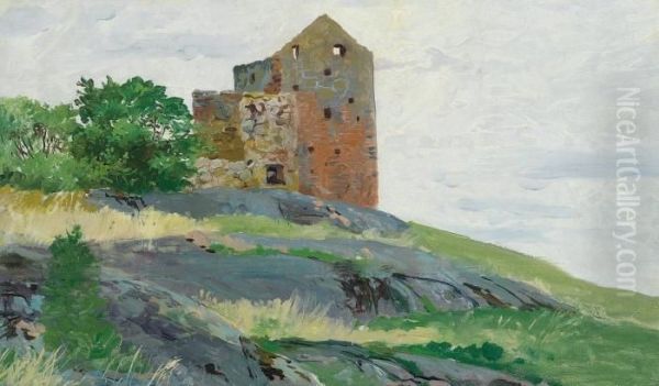 Ruins On A Hill Oil Painting by Michael Gorstkin Wywiorski