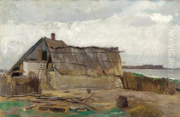 Hut Oil Painting by Michael Gorstkin Wywiorski