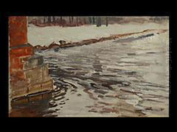 Fluss Im Winter Oil Painting by Michael Gorstkin Wywiorski