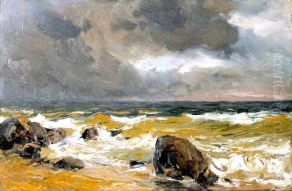 Brzeg Morski, Ok. 1900 Oil Painting by Michael Gorstkin Wywiorski