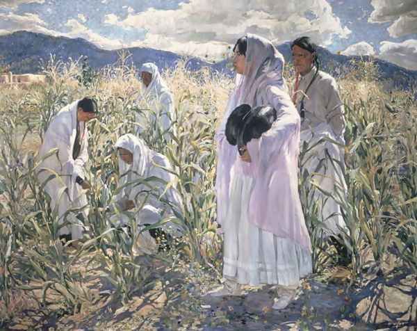 Indian corn, Taos Oil Painting by Walter Ufer