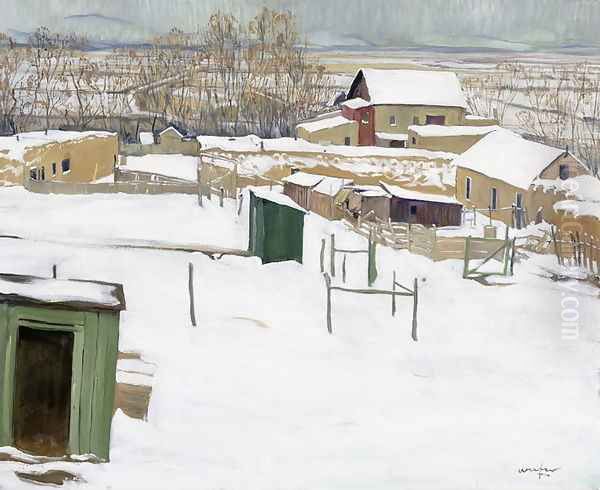 Taos in the Snow, c.1914-20 Oil Painting by Walter Ufer