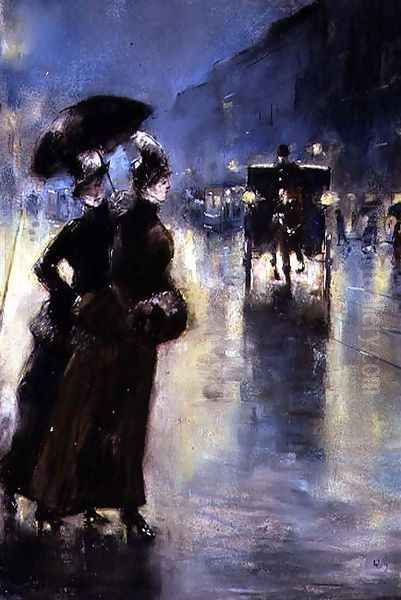 Lights at Night, 1889 Oil Painting by Lesser Ury