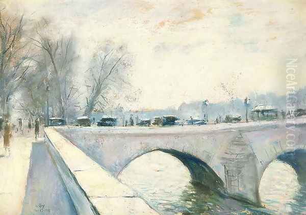 Pont Royal, Paris, Winter Oil Painting by Lesser Ury