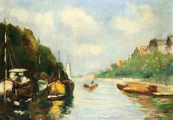 Amsterdam Canal Oil Painting by Lesser Ury