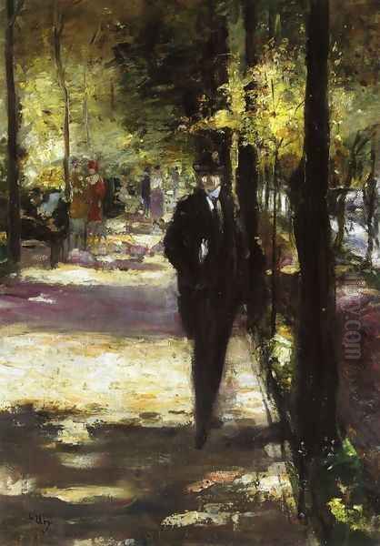 Stroller in Tiergarten Oil Painting by Lesser Ury