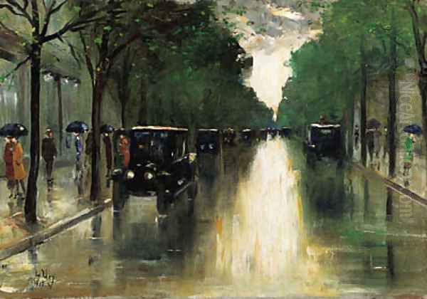 Berliner Strae Oil Painting by Lesser Ury