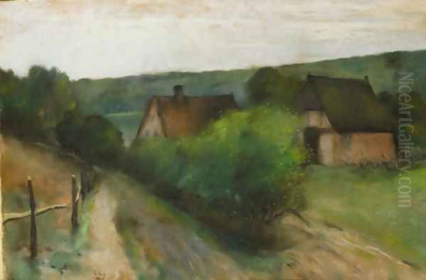 Dorfhauser in Tharingen Oil Painting by Lesser Ury