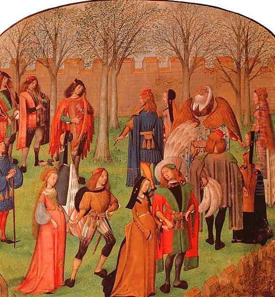 Knights and Ladies Dancing the Carolle in the Garden of Love (from a manuscript illustration for 