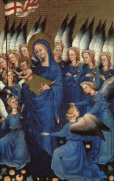 The Wilton Diptych - right panel featuring the Virgin and Child with Angels 1395 by French Unknown Masters