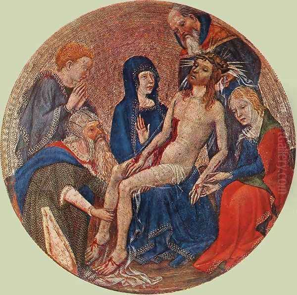 The Small Circular Pieta c. 1390 Oil Painting by French Unknown Masters