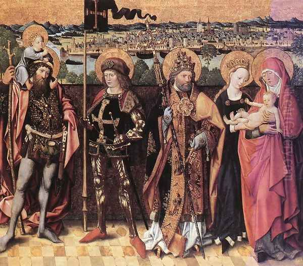 Sts Anne, Christopher, Gereon and Peter c. 1480 Oil Painting by German Unknown Master