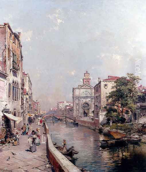 Rio St. Geronimo, Venezia Oil Painting by Franz Richard Unterberger