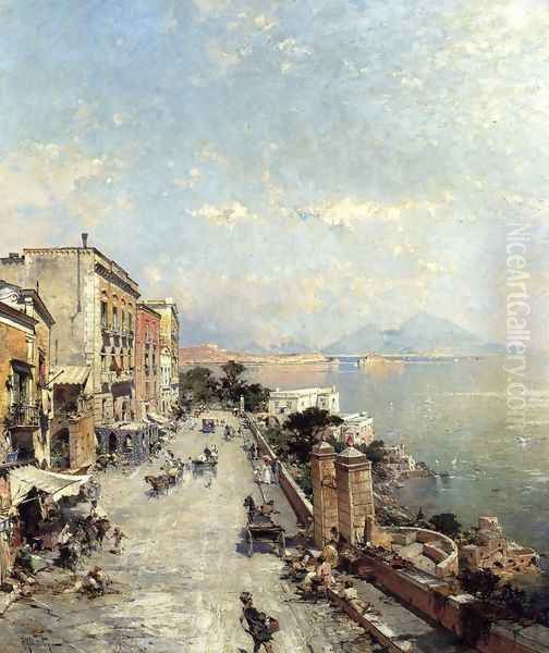 Posilipo, Naples Oil Painting by Franz Richard Unterberger