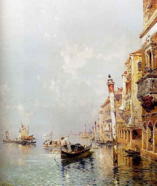 Canale della Giudecca Oil Painting by Franz Richard Unterberger