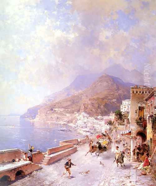 Amalfi Oil Painting by Franz Richard Unterberger