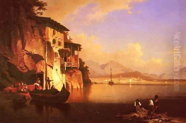 Motio Du Lac Du Garda (Motion of the Garda Lake) Oil Painting by Franz Richard Unterberger