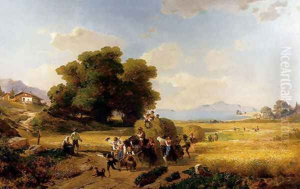 The Last Day Of The Harvest Oil Painting by Franz Richard Unterberger