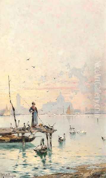 Dawn on the Lagoon, Venice Oil Painting by Franz Richard Unterberger