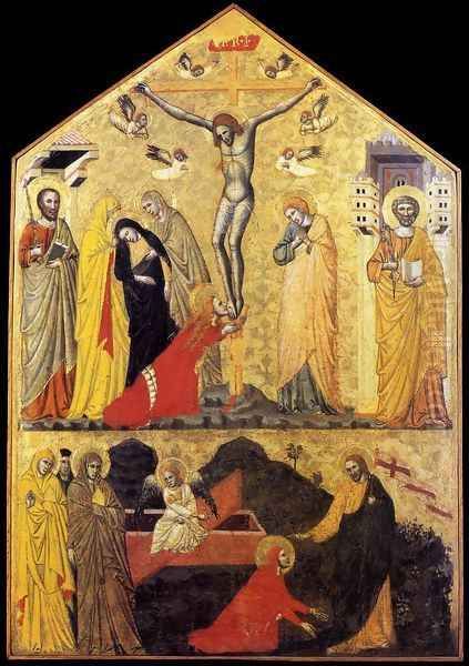 Crucifixion with Saints and Noli Me Tangere (around 1350) Oil Painting by Italian Unknown Masters