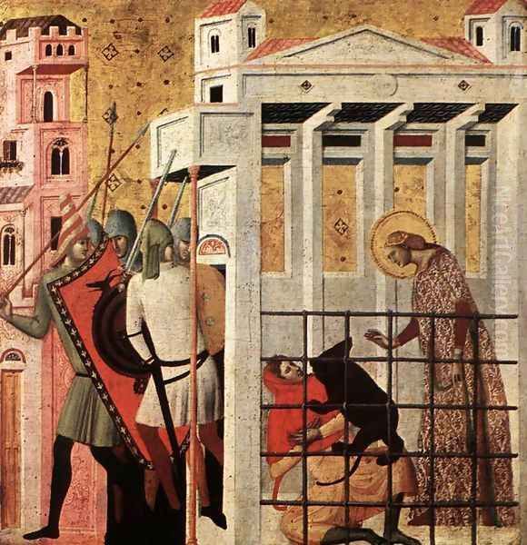 Scenes from the Life of St Colomba (St Colomba Saved by a Bear) c. 1340 Oil Painting by Italian Unknown Masters