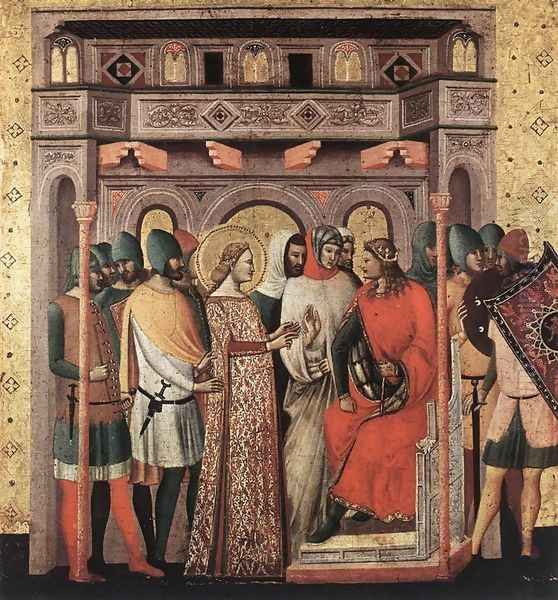 Scenes from the Life of St Colomba (St Colomba before the Emperor) c. 1340 Oil Painting by Italian Unknown Masters