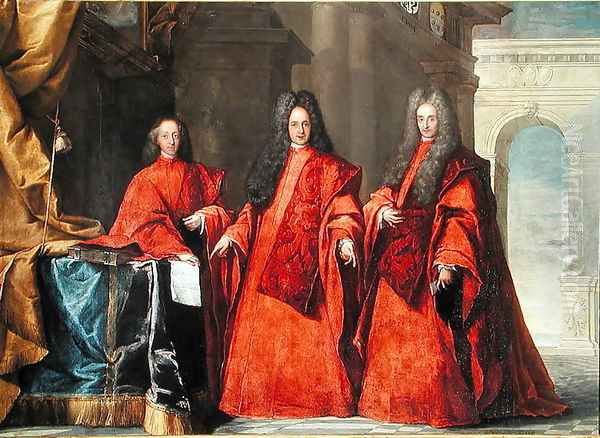 Portrait of three lawyers Oil Painting by Pietro Uberti