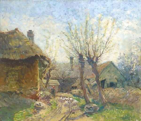 A country farm Oil Painting by Ignac Ujvary