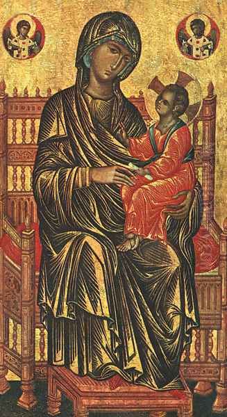 Enthroned Madonna and Child (13th Century) Oil Painting by Byzantine Unknown Master