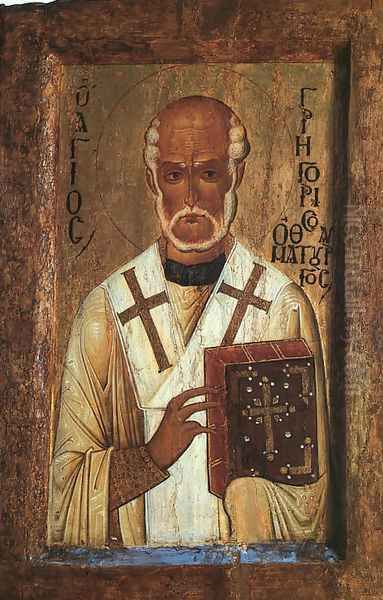 Icon of Saint Grigorii the Miracle-Worker (12th century) Oil Painting by Byzantine Unknown Master