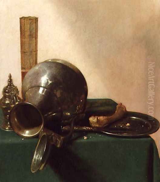 Still life with an overturned jug, c.1632-37 Oil Painting by Jan Jansz. den Uyl