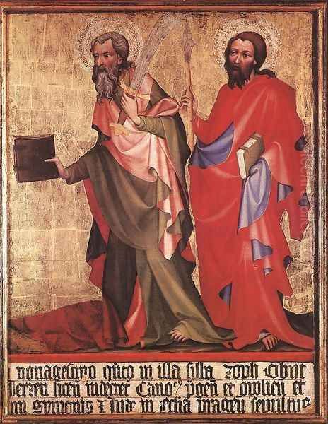 St Bartholomew and St Thomas 1395 Oil Painting by Bohimian Unknown Masters