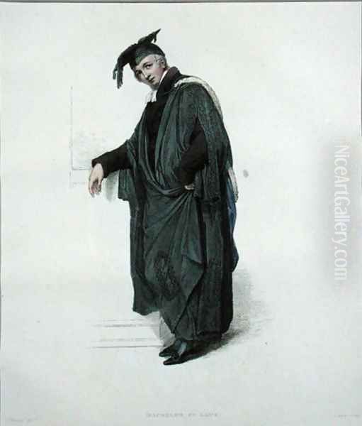 Bachelor of Law, engraved by J. Agar, published in R. Ackermanns History of Oxford, 1813 Oil Painting by Thomas Uwins