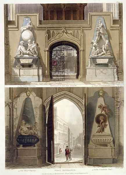 The Entrance into the Choir and the West Entrance, plate 20 from Westminster Abbey, engraved by J. Bluck fl.1791-1831 pub. by Rudolph Ackermann 1764-1834 1812 Oil Painting by Thomas Uwins