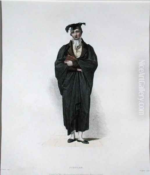 Scholar, engraved by J. Agar, published in R. Ackermanns History of Oxford, 1814 Oil Painting by Thomas Uwins