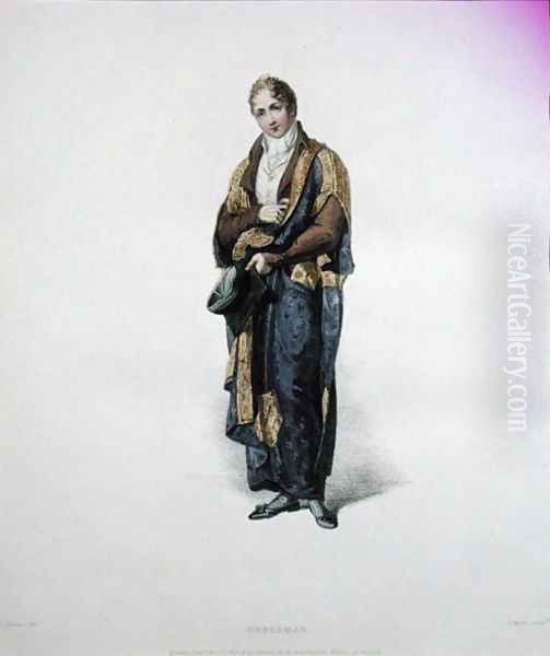 Nobleman, engraved by J. Agar, published in 1813 for R. Ackermanns History of Oxford Oil Painting by Thomas Uwins