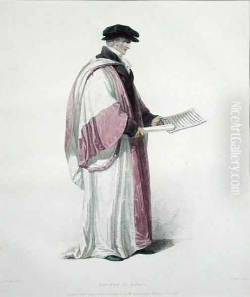 Doctor of Music, engraved by J. Agar, published in R. Ackermanns History of Oxford, 1813 Oil Painting by Thomas Uwins