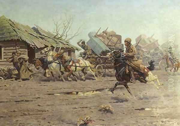 Kosaks on the run Oil Painting by Hugo Ungewitter